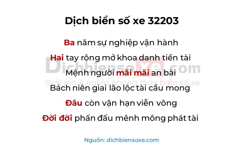 Dịch thơ biển số 32203