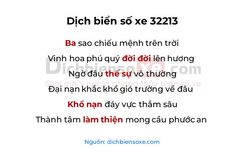 Dịch thơ biển số 32213