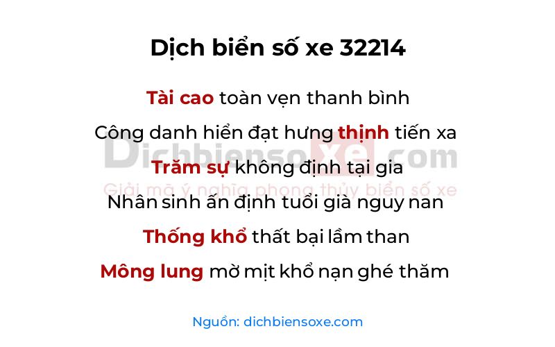 Dịch thơ biển số 32214