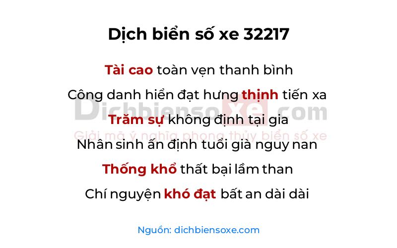 Dịch thơ biển số 32217