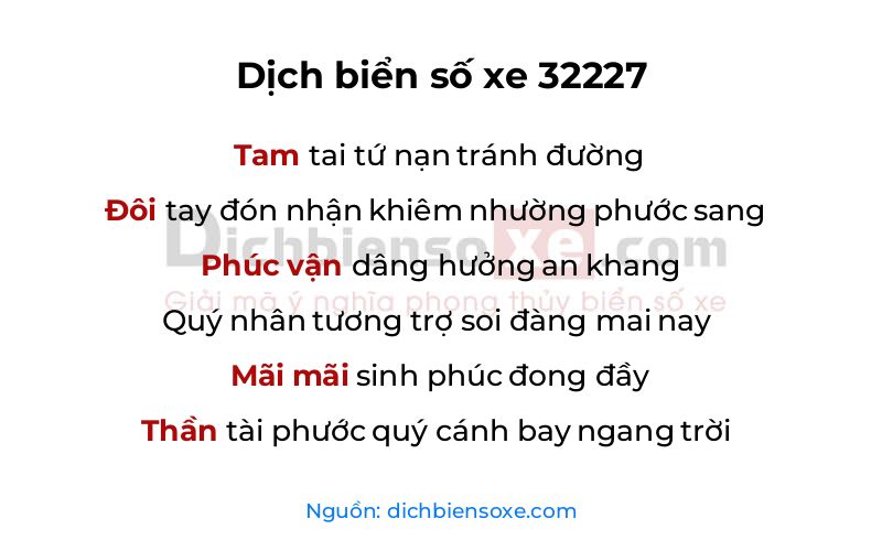 Dịch thơ biển số 32227