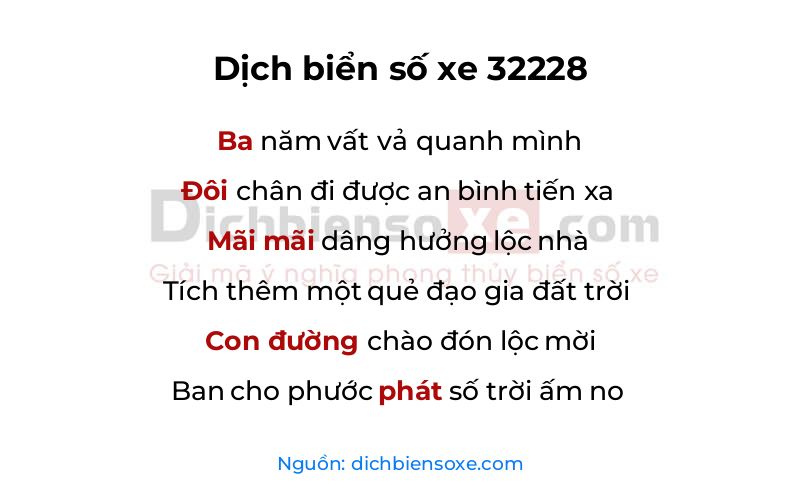 Dịch thơ biển số 32228
