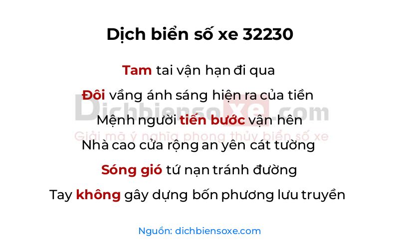 Dịch thơ biển số 32230