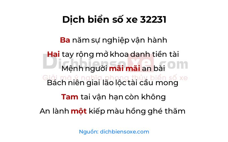 Dịch thơ biển số 32231