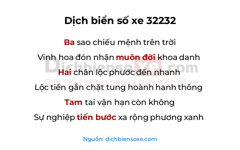 Dịch thơ biển số 32232