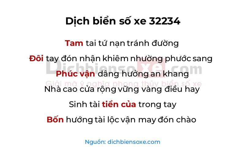 Dịch thơ biển số 32234