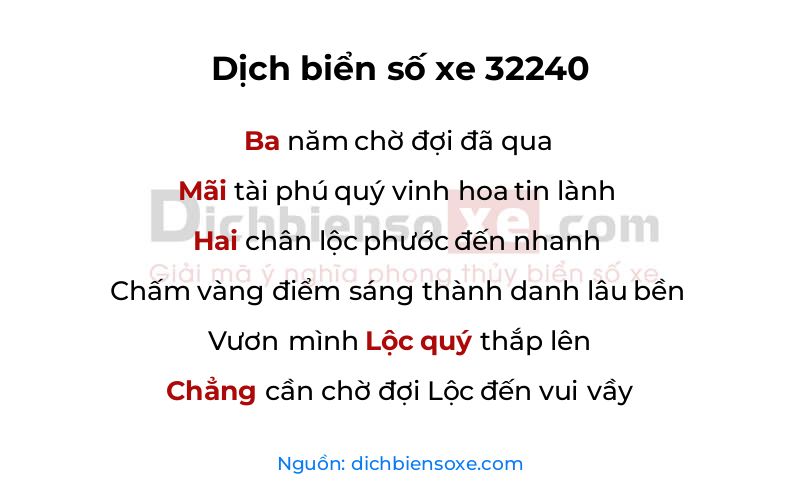 Dịch thơ biển số 32240