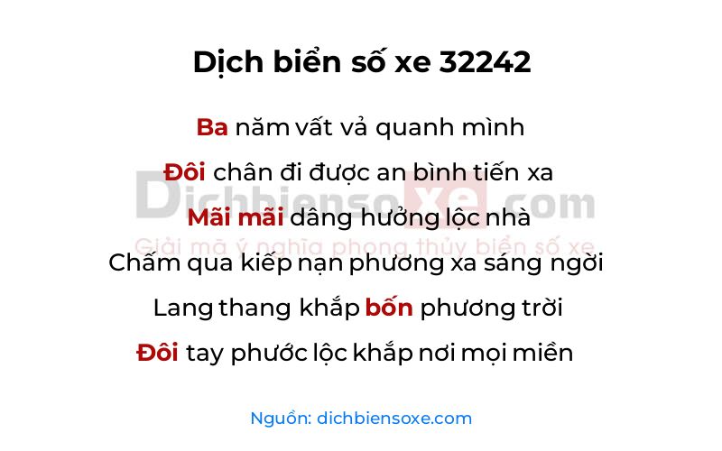 Dịch thơ biển số 32242