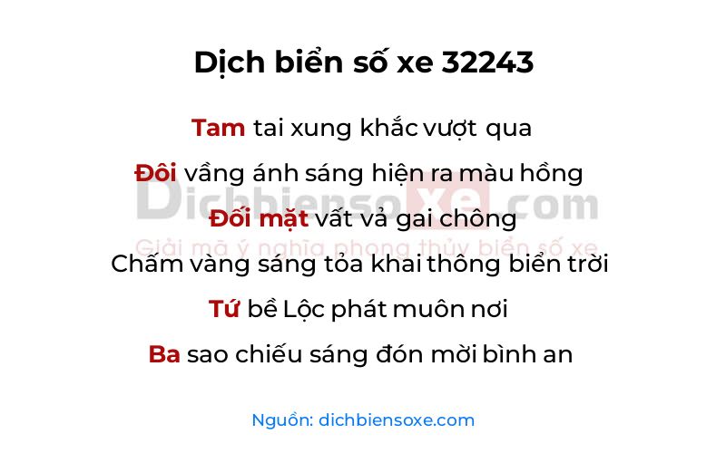 Dịch thơ biển số 32243
