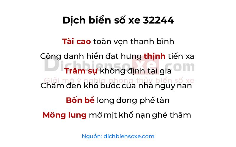 Dịch thơ biển số 32244