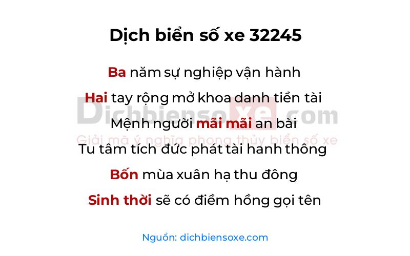 Dịch thơ biển số 32245