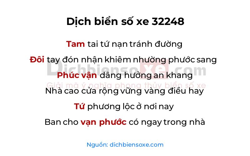 Dịch thơ biển số 32248
