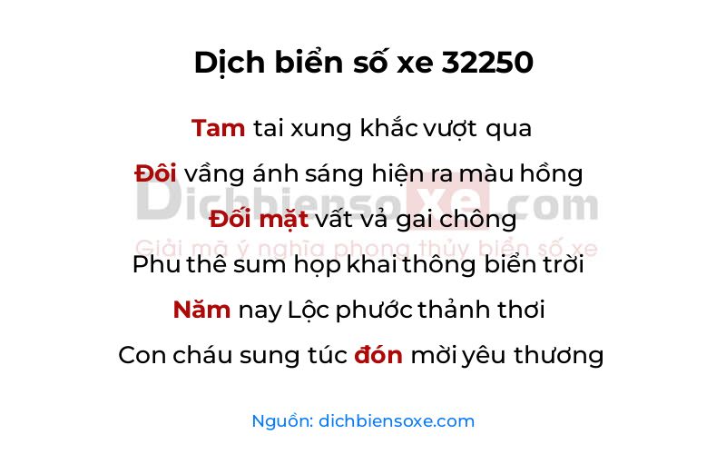 Dịch thơ biển số 32250
