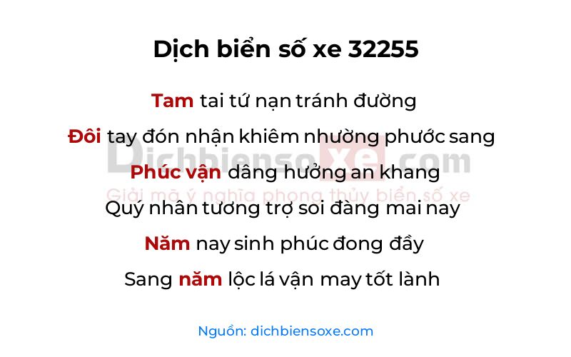 Dịch thơ biển số 32255