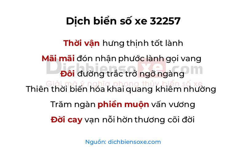 Dịch thơ biển số 32257