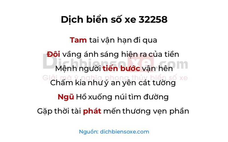 Dịch thơ biển số 32258