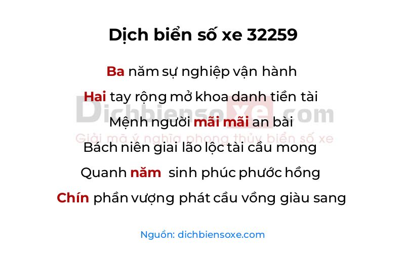 Dịch thơ biển số 32259