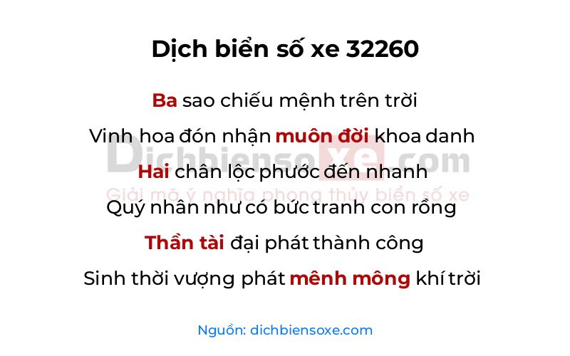 Dịch thơ biển số 32260