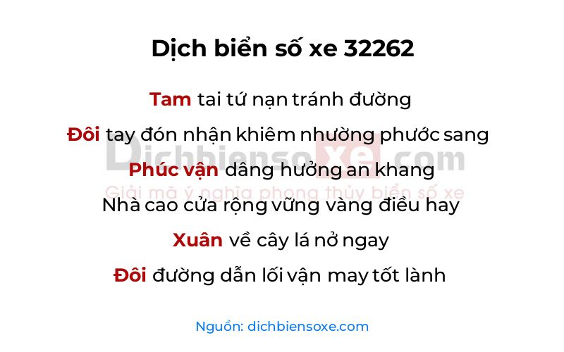Dịch thơ biển số 32262