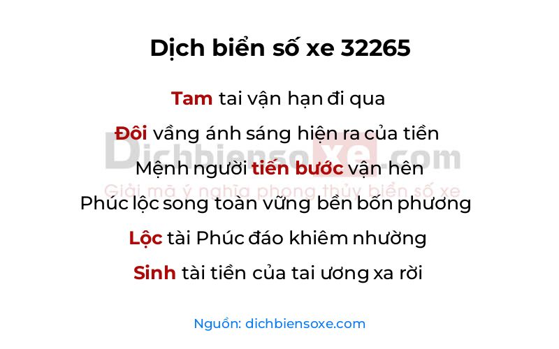 Dịch thơ biển số 32265