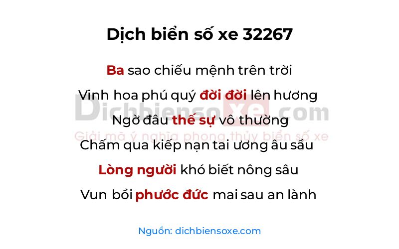 Dịch thơ biển số 32267