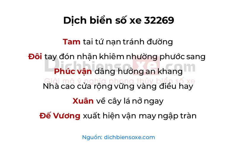 Dịch thơ biển số 32269
