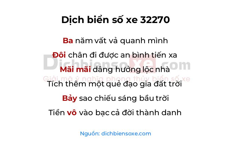 Dịch thơ biển số 32270