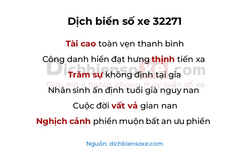 Dịch thơ biển số 32271