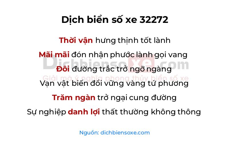 Dịch thơ biển số 32272