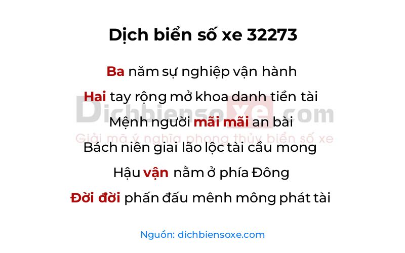 Dịch thơ biển số 32273