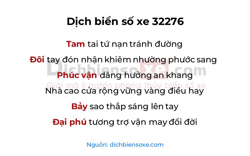 Dịch thơ biển số 32276
