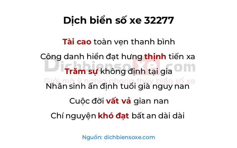 Dịch thơ biển số 32277