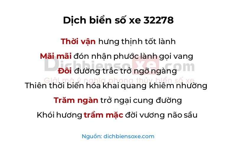 Dịch thơ biển số 32278