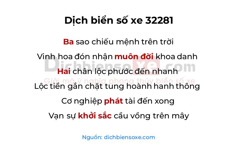 Dịch thơ biển số 32281
