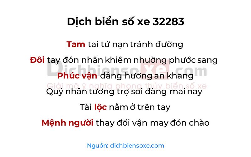 Dịch thơ biển số 32283