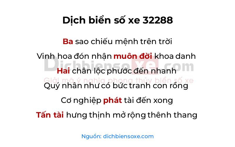 Dịch thơ biển số 32288