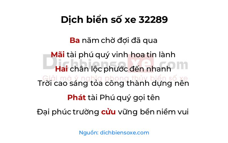 Dịch thơ biển số 32289