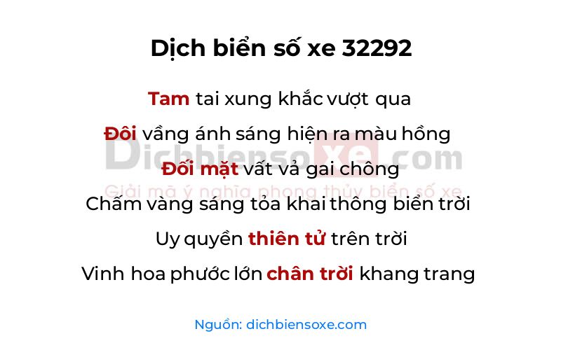 Dịch thơ biển số 32292