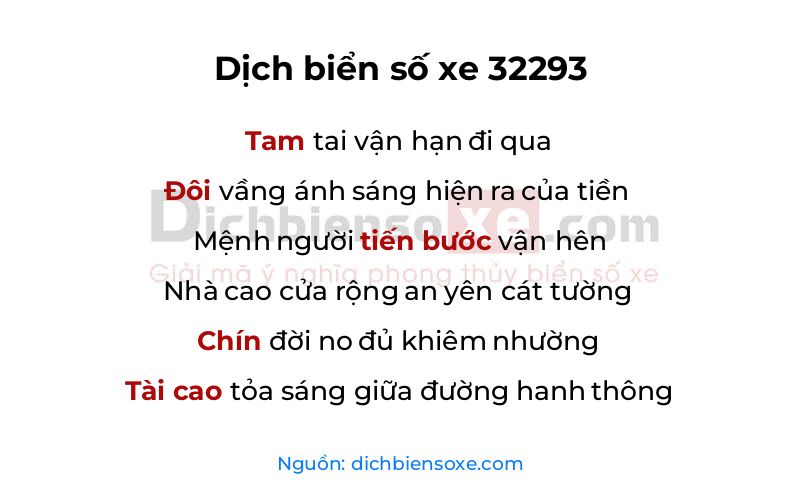 Dịch thơ biển số 32293