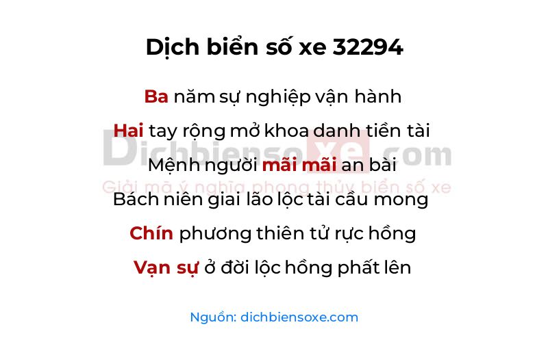 Dịch thơ biển số 32294