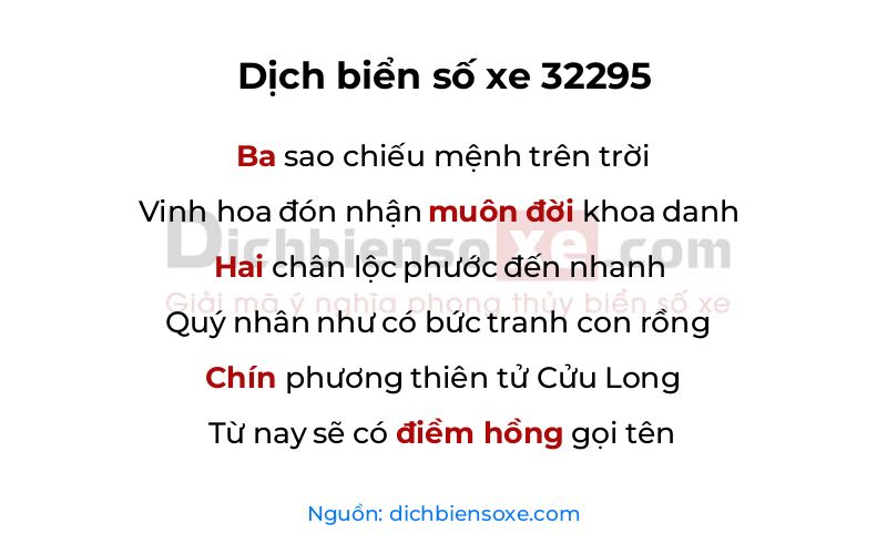 Dịch thơ biển số 32295