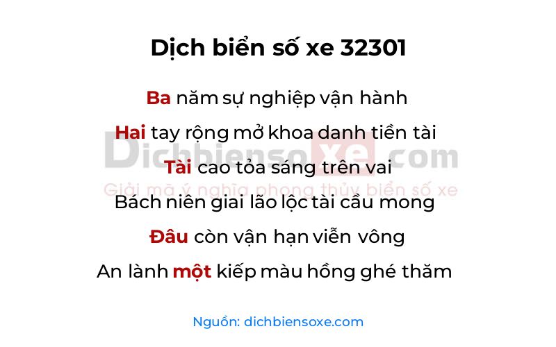Dịch thơ biển số 32301
