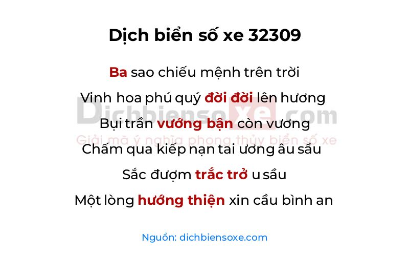 Dịch thơ biển số 32309