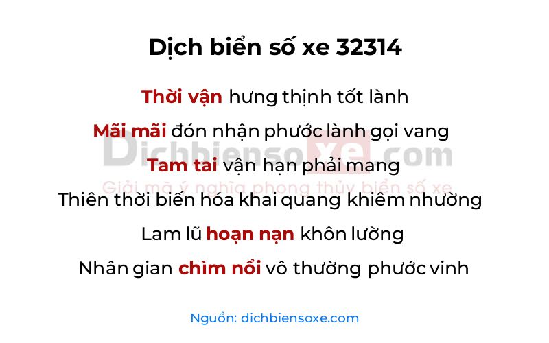 Dịch thơ biển số 32314
