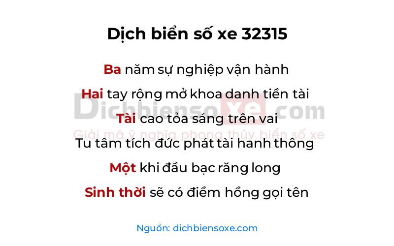 Dịch thơ biển số 32315