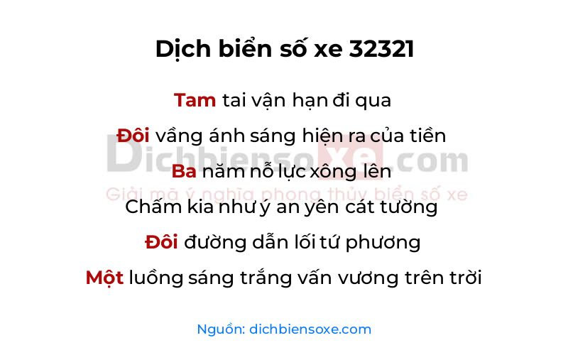 Dịch thơ biển số 32321