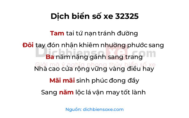Dịch thơ biển số 32325