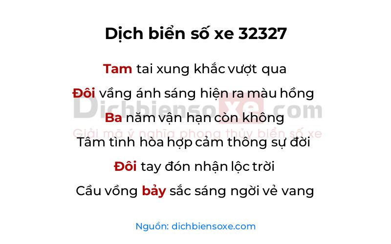 Dịch thơ biển số 32327