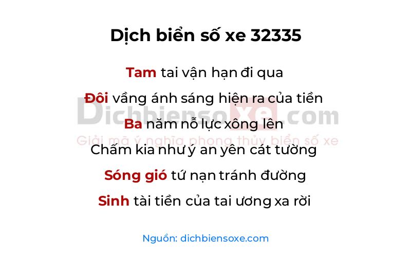 Dịch thơ biển số 32335
