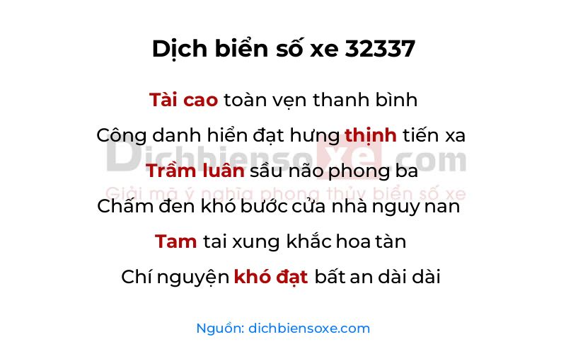 Dịch thơ biển số 32337
